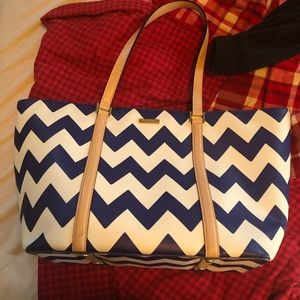 Large Kate Spade Blue Chevron Tote